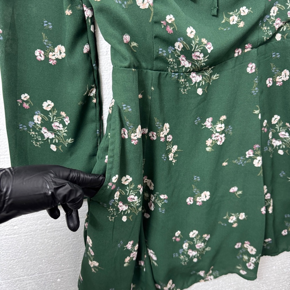 Abercrombie & Fitch Forest Green Floral Long Sleeve Mini Dress - Picture 5 of 11